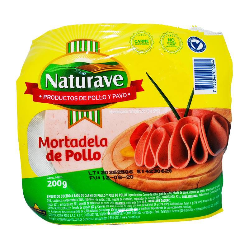 NATURAVE MORTADELA DE POLLO X 200 GR